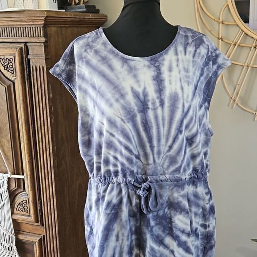H&M Purple Cloud Tie Dye Adjustable Drawstring Waist Sleeveless Romper Sz L/XL - Picture 9 of 12